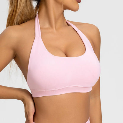 Halter Top Sports Bra Push-up Sexy Open Back