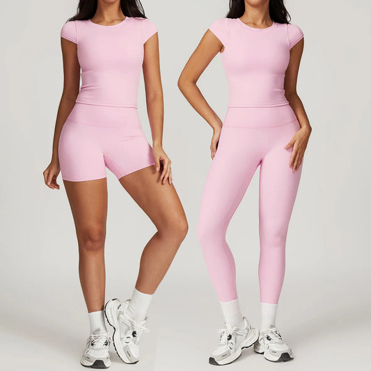 Yoga Sets 2 piece Seamless Leggings Tank Shorts Suit