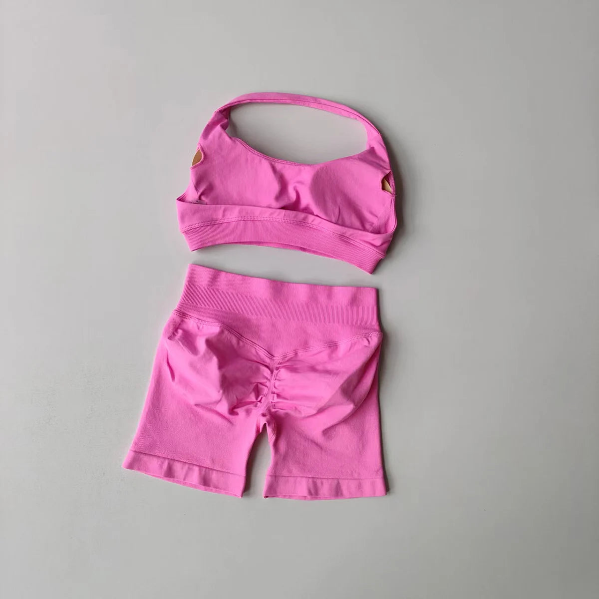 2 Pieces Yoga Suit Halter Sports Bra Matching Impact Shorts