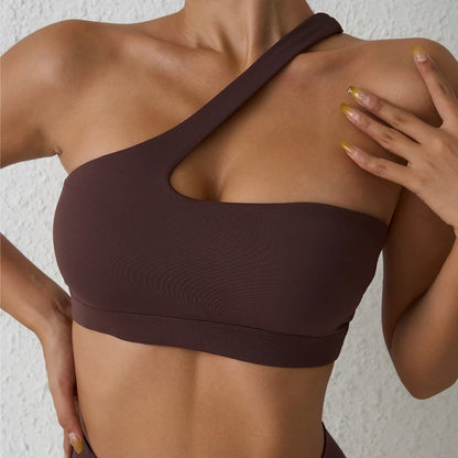 Sexy sports Bra One Shoulder Yoga Bra Detachable