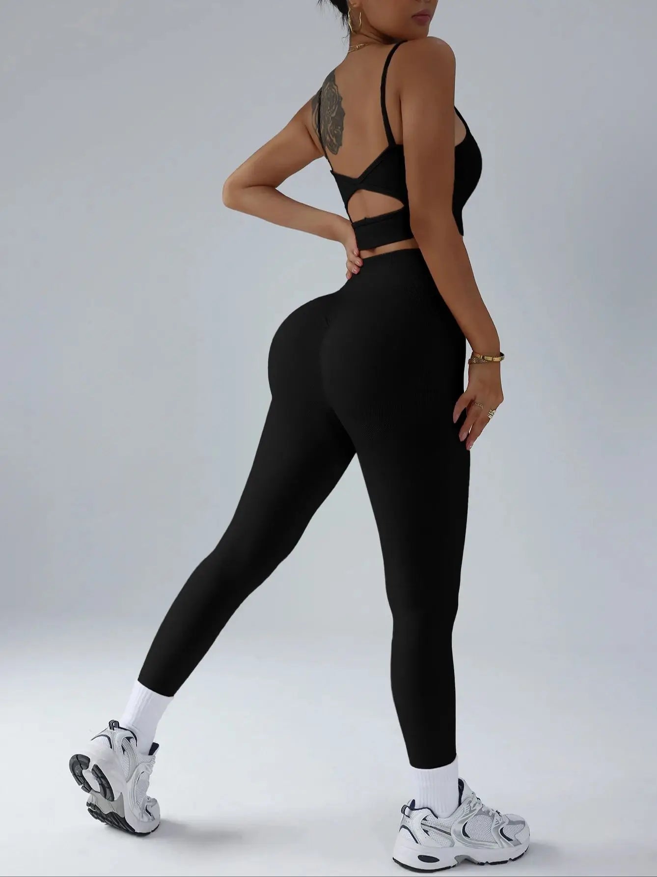 2 Pcs Yoga Set Breathable Sports Bra High Waist Leggings