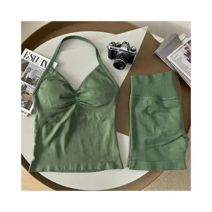 Yoga 2-piece Lace-up Tops and Shorts