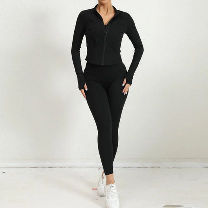 2 Pcs Gym Set  Jacket With Matching Leggings