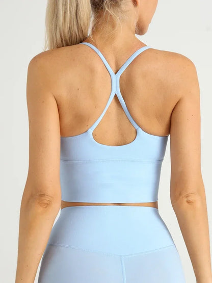Solid Color  Sexy Cross Back Y shape Sports Bra Fitness Sling