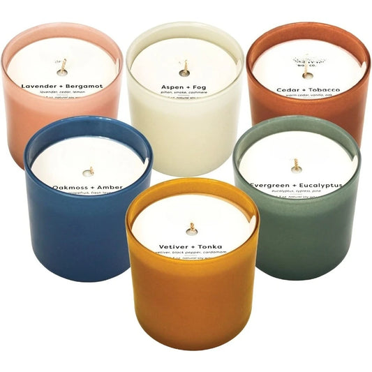Set of 6 Soy, 35 Hour Burn Time, Aromatherapy Candles