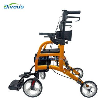 Lightweight Folding Four-wheel Chair Elderly  Walker Rollators With Seat