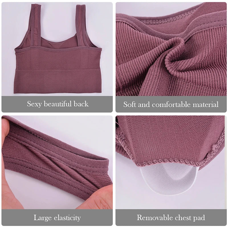 Breathable  Anti-Sweat Fitness Top Seamless Yoga Bra Shockproof Crop Top Push Up Sport Bra