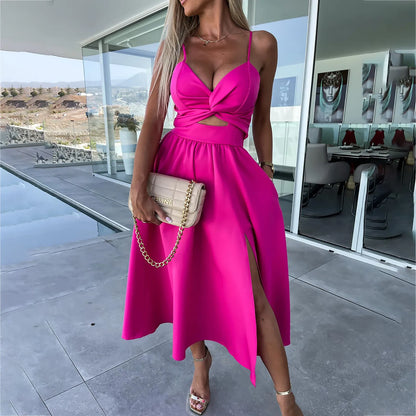 sexy party dresses V-Neck Big Swing Slimming Backless Sleeveless