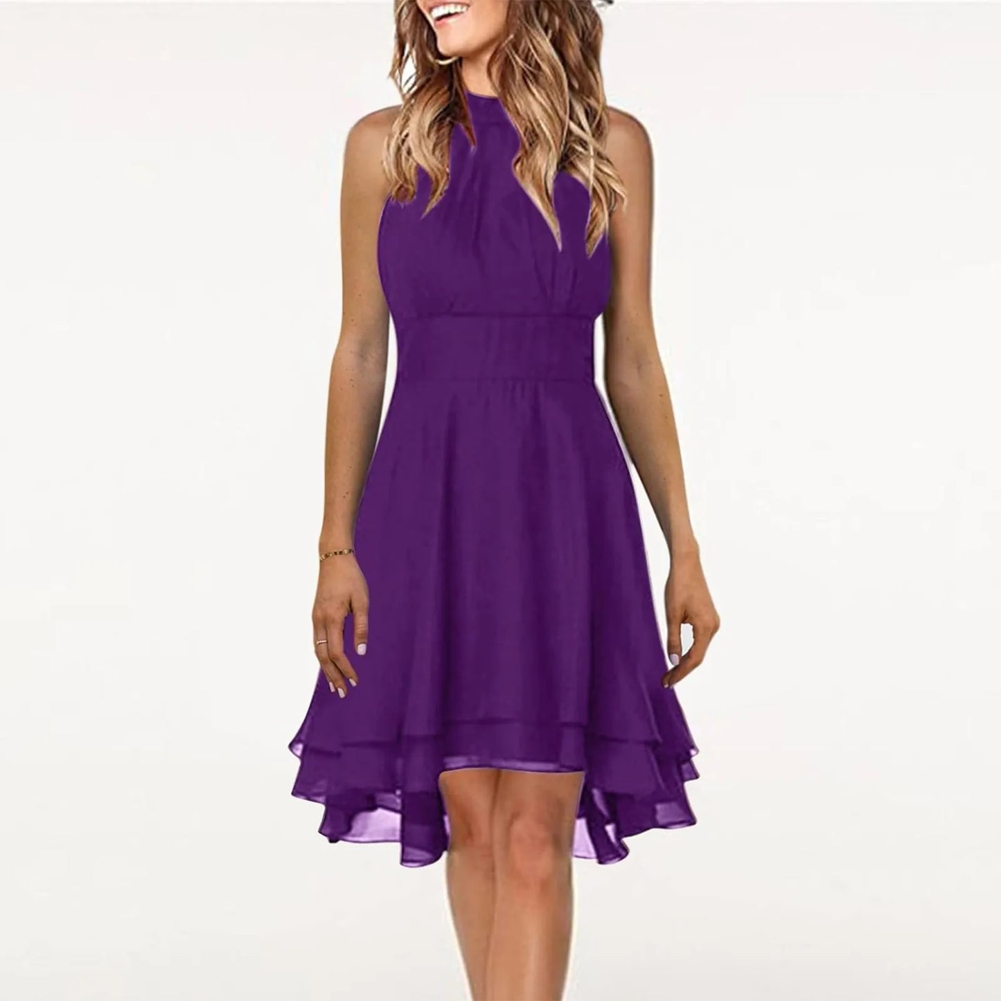 Solid Color Sexy Off-Shoulder Sleeveless Dress