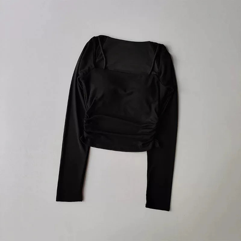 Sports Tops Fixed Chest Pads Mesh Splicing Slimming Long Sleeves