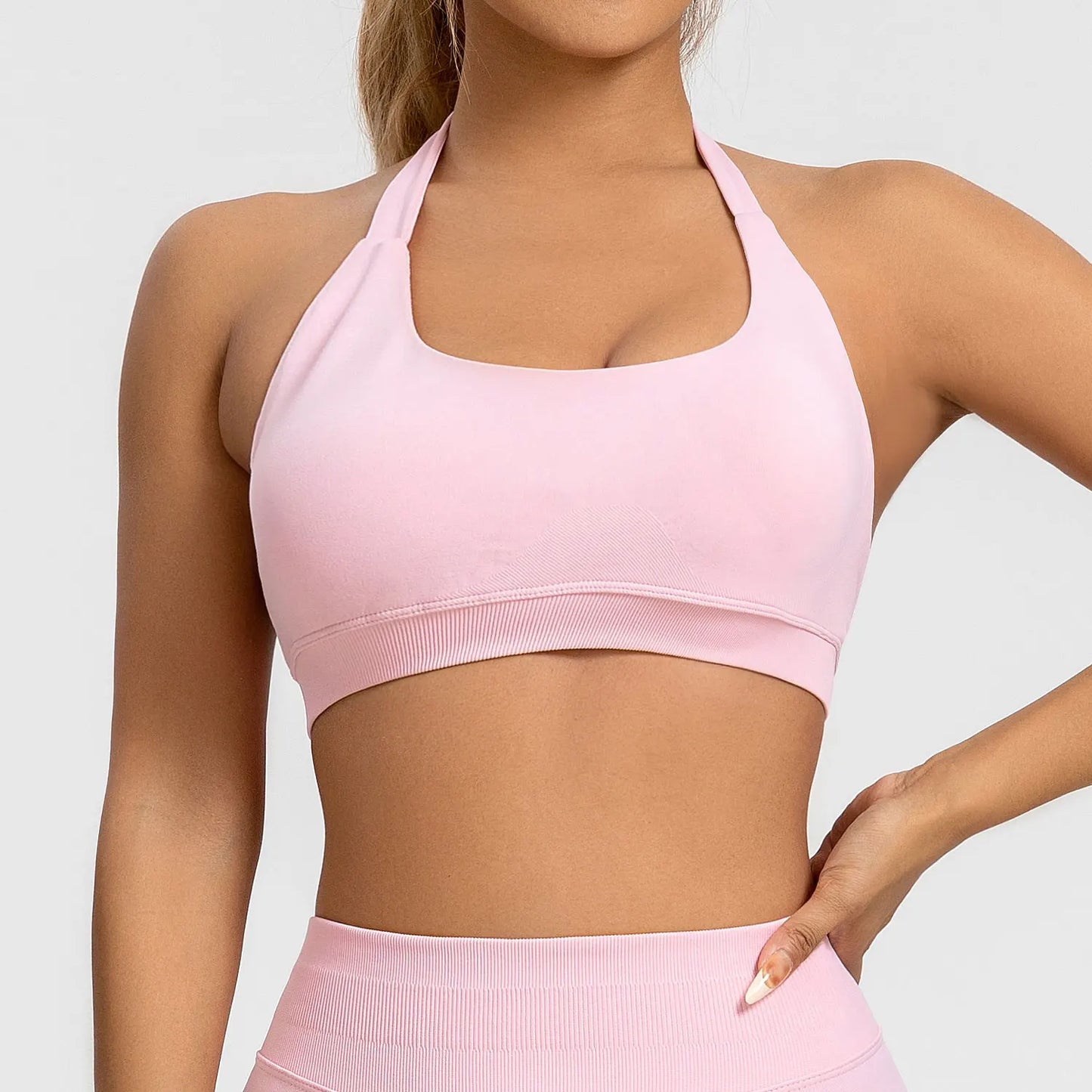 Halter Top Sports Bra Push-up Sexy Open Back