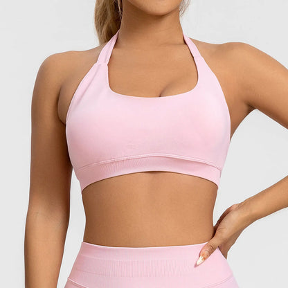 Halter Top Sports Bra Push-up Sexy Open Back