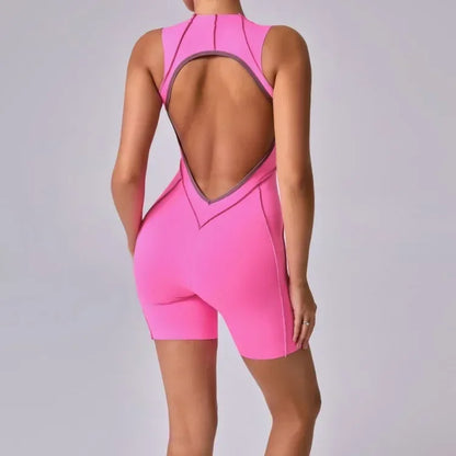 1 piece Sexy jumpsuit Hip-lifting Open Back Hollow-out Splicing