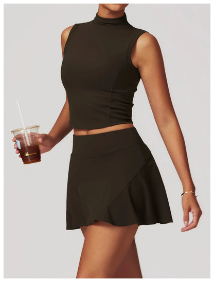 Yoga Vest  Crop Top Gym Sleeveless Stand Collar