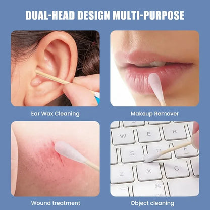 100pcs Per Pack, 5 Packs, Double-ended Cotton Swabs