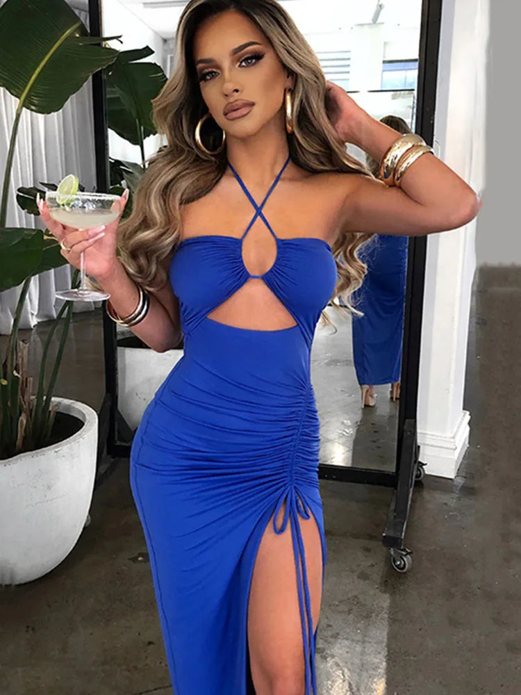Sleeveless Sexy Female Midi Backless Dresses Slim