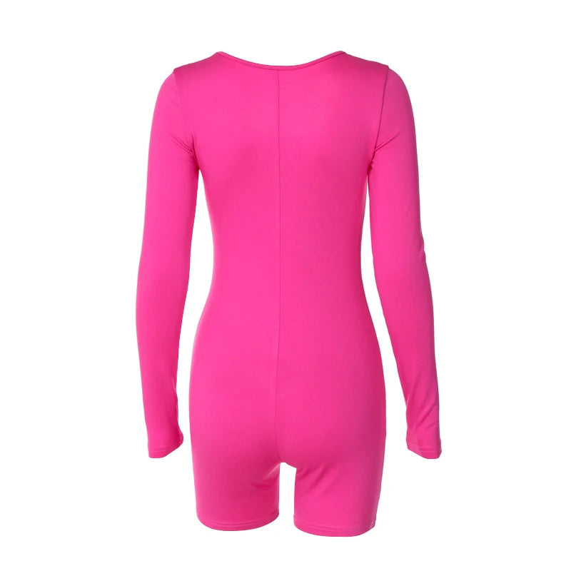 Playsuits For Women Long Sleeves O-Neck Rompers