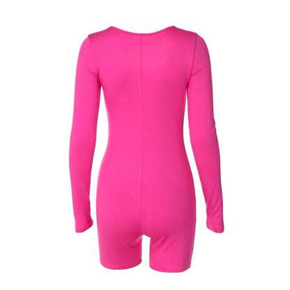Playsuits For Women Long Sleeves O-Neck Rompers