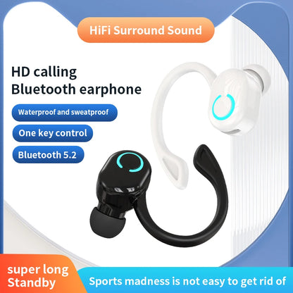 Wireless Bluetooth Earphones HIFI Bass With HD MIC Ear-Hook Earbuds Noise Cancelling Life Waterproof