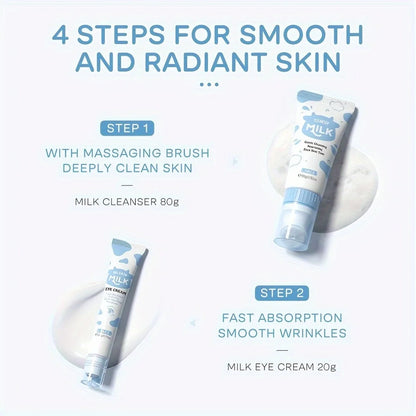 Skin Care Set  Facial Cleanser & Body Scrub & Hand Wax & Eye Cream & Sunscreen & Storage Bag