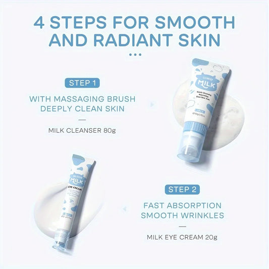 Skin Care Set  Facial Cleanser & Body Scrub & Hand Wax & Eye Cream & Sunscreen & Storage Bag