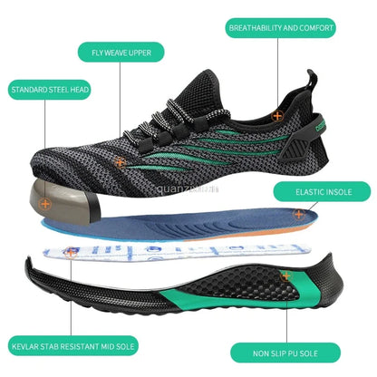 Men Work Safety Shoes  Anti-puncture Steel Toe Cap Shoes