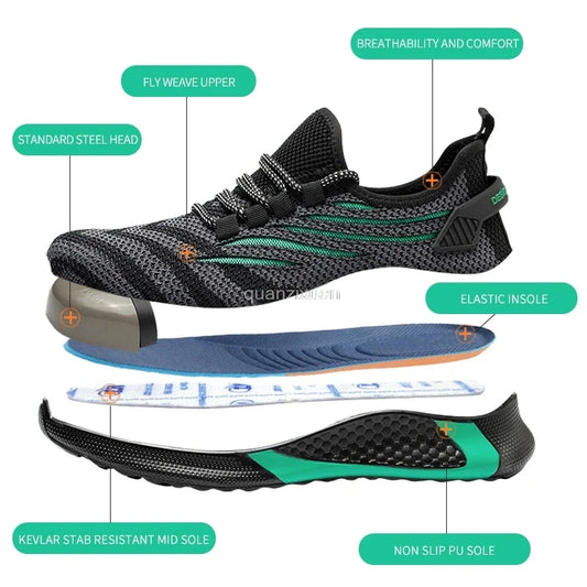 Men Work Safety Shoes  Anti-puncture Steel Toe Cap Shoes