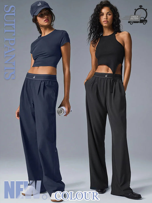 High Waisted Suit Pants, Sports Vest ,Wide Leg Pants