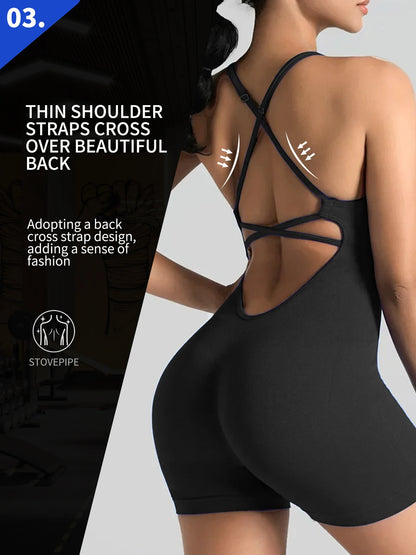 One-Piece Yoga Jumpsuit Skinny Short