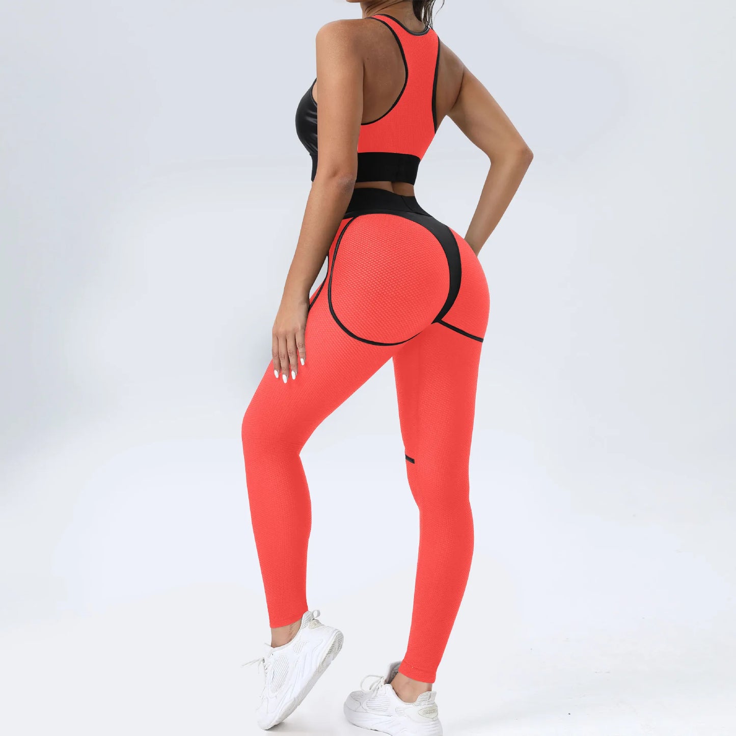 Patchwork Suit for Fitness Elastic Breathable Sport Set