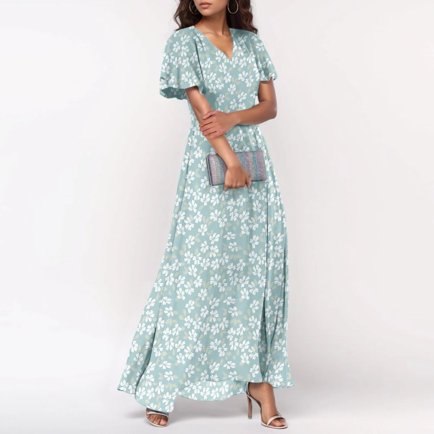 Short Sleeve Maxi Dresses Cute Floral
