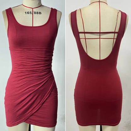 Casual Slim-fit Halter Sleeveless One-step Skirt Short Dress