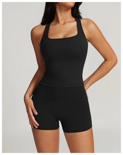 Yoga Sets 2 piece Seamless Leggings Tank Shorts Suit