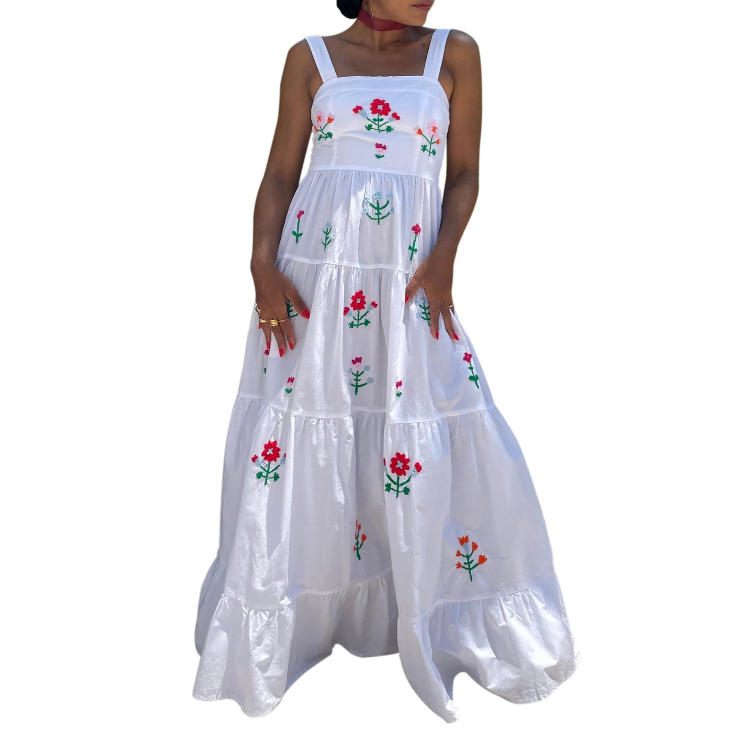 Spaghetti Strap Maxi Dress V-Neck Sleeveless
