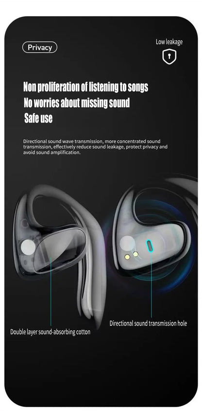 Wireless Earphones Bone Conduction Headset with Mic Sports Hifi Stereo Earbuds Waterproof Noise Reduction Headset