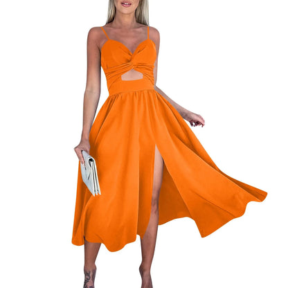 sexy party dresses V-Neck Big Swing Slimming Backless Sleeveless