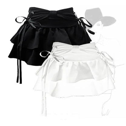 t Kawaii Bow Vintage A-line Gothic Mini Denim Skirts