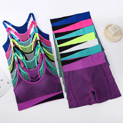 2 Piece Yoga Set Women Running Shorts and Sports  Bra