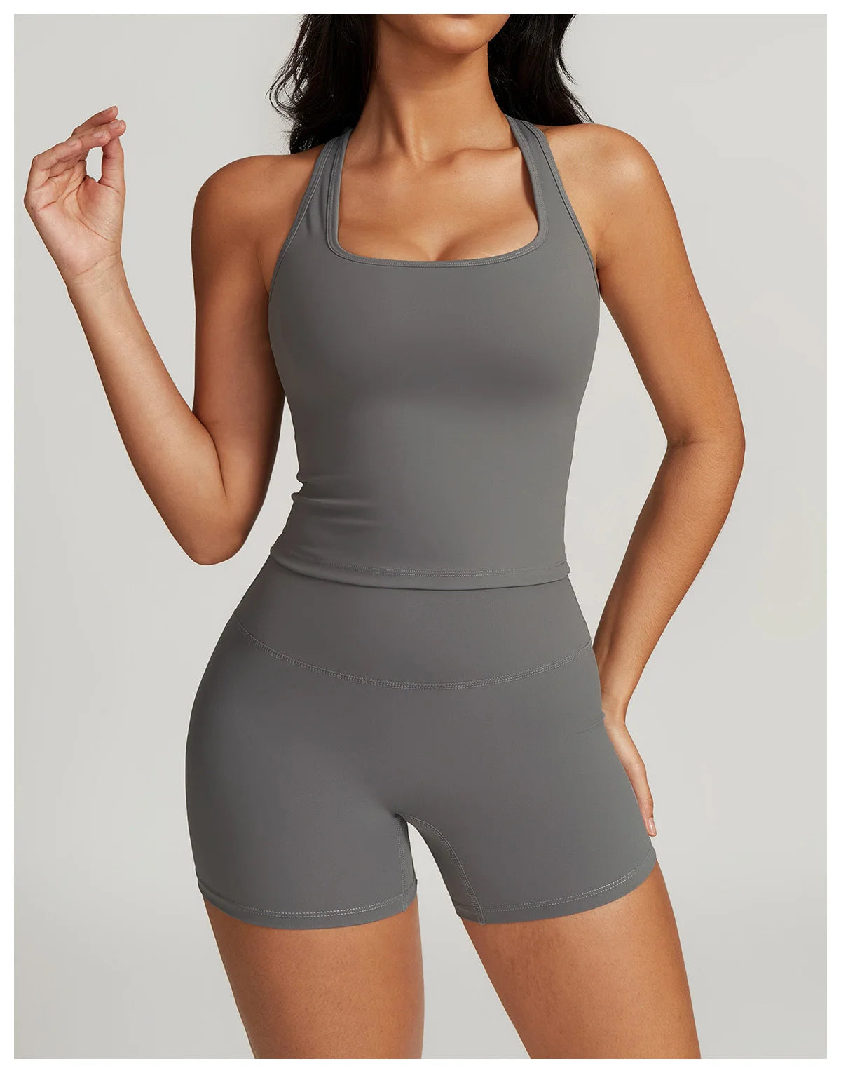 Yoga Sets 2 piece Seamless Leggings Tank Shorts Suit