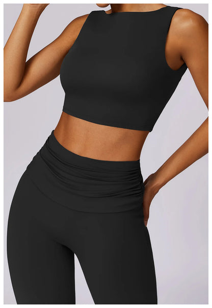 Sports Bra  Open Back Yoga Breathable Slim Fit  Tank Top With Removable Pads
