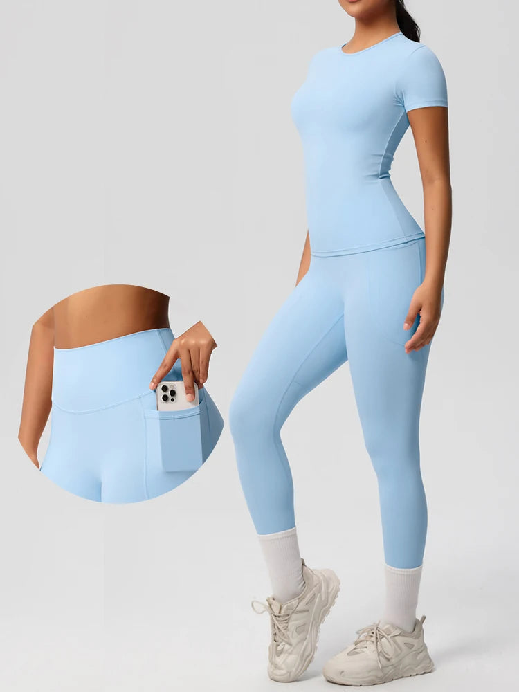 Women 2pcs Patchwork Sport Yoga Suit
