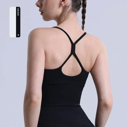 Solid Color  Sexy Cross Back Y shape Sports Bra Fitness Sling