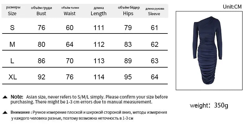 Long Sleeves Folds Dresses Bodycon Solid Sexy