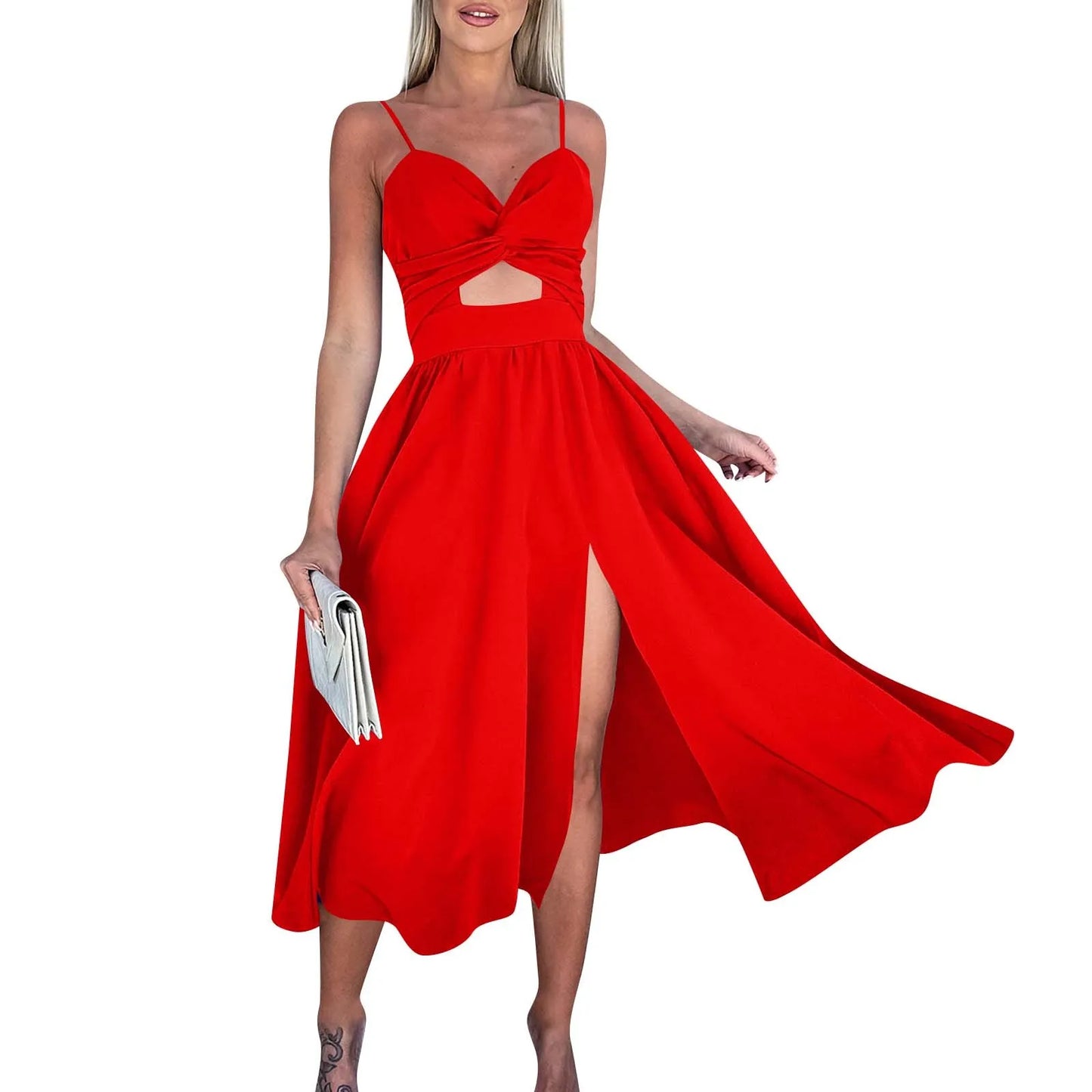 sexy party dresses V-Neck Big Swing Slimming Backless Sleeveless