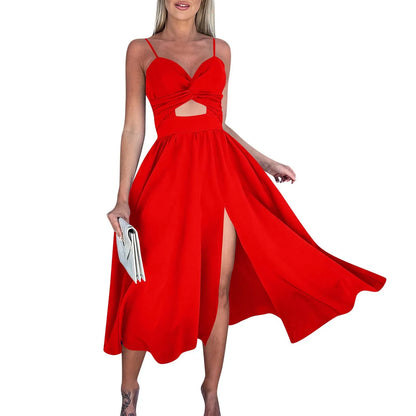 sexy party dresses V-Neck Big Swing Slimming Backless Sleeveless