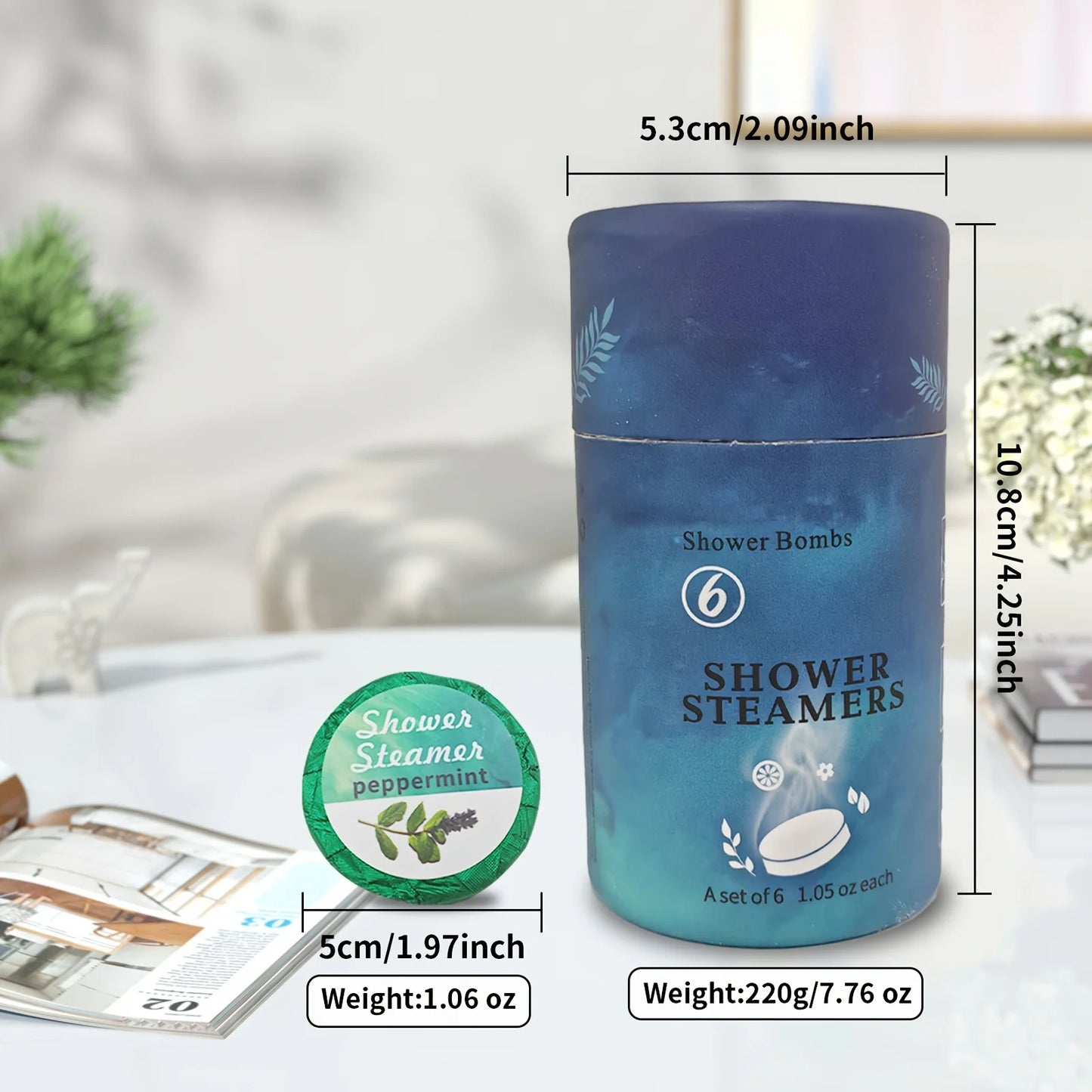 6-Pack Aromatherapy Shower Steamers 6 Scents Bath Bombs Self-Care Essential Oil