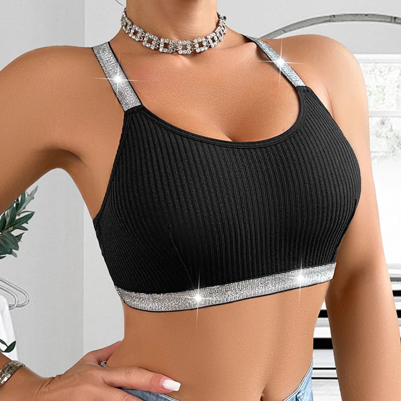 Sexy Ribbed Yoga Tanks Top Backless  Comfortable Push Up Chic Bralette