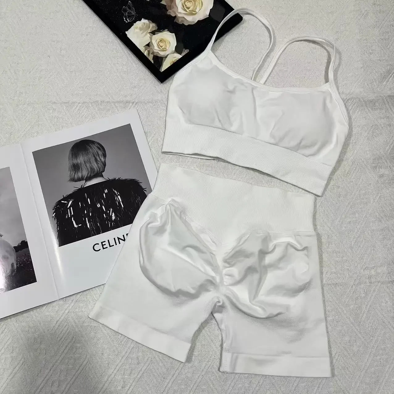 2 Women's Yoga Suits  Sports Bra with Impact Shorts