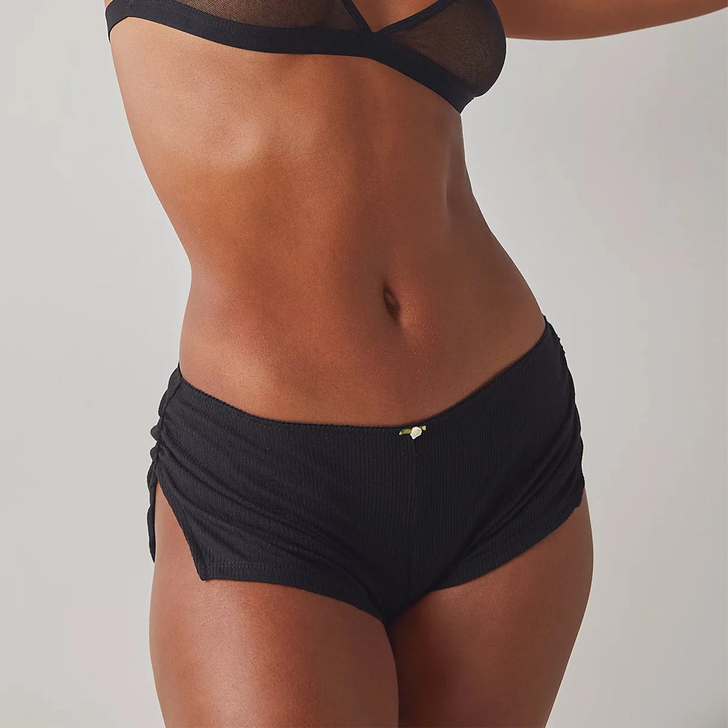 Side Split Shorts Soft Comfy  Elastic Waist