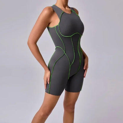 1 piece Sexy jumpsuit Hip-lifting Open Back Hollow-out Splicing